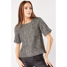 Tweed Short Sleeve Top