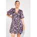 Twisted Front Floral Mini Dress