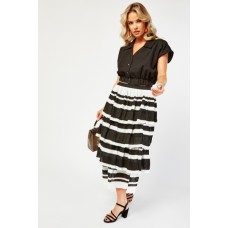 Two Tone Layered Midi Skirt