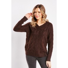 V-Neck Cable Knitted Jumper