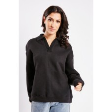 V Neck Collared Sweatshirt