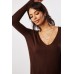 V-Neck Dip Hem Thin Knit Top