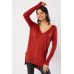 V-Neck Dip Hem Thin Knit Top