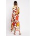 V-Neck Floral Print Maxi Dress