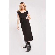 V Neck Midi Jersey Dress