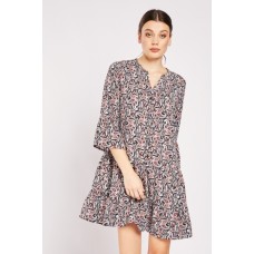 V-Neck Paisley Print Smock Dress