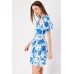 V-Neck Printed Puff Sleeve Dress