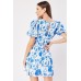 V-Neck Printed Puff Sleeve Dress