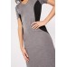 V-Neck Ribbed Midi Contrasted Dress