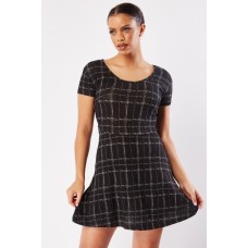 Window Pane Mini Swing Dress