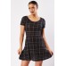 Window Pane Mini Swing Dress