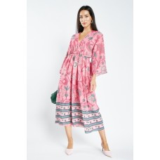 Wrap Front Printed Tea Dress