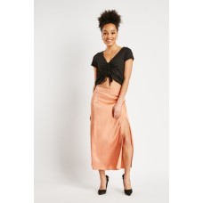 Wrap Sateen Maxi Skirt