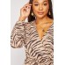 Zebra Print Low Plunge Wrap Top