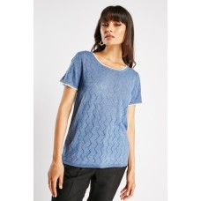 Zig Zag Perforated Knit Top