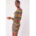 Zig-Zag Print Long Sleeve Bodycon Dress