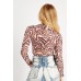 Zip Up Printed Crop Top